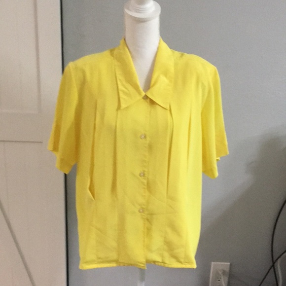 Chaus size 16 yellow button down shirt - Picture 1 of 11
